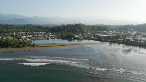 This-aerial-drone-video-shows-the-village-of-Quepos,-Costa-Rica