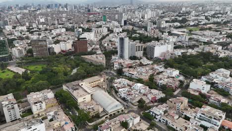 Imágenes-Aéreas-De-Drones-De-Lima,-La-Capital-Del-Perú-En-América-Del-Sur,-Mireflores-Barranca