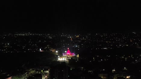 Aerial-drone-view-A-very-big-light-show-and-fire-crackers-are-happening-at-Ramnath-temple-on-Mahashivratri