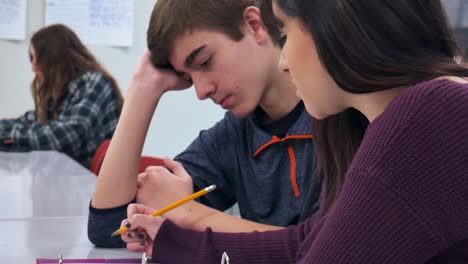 Zwei-Schüler,-Die-Gemeinsam-An-Schulaufgaben-Arbeiten