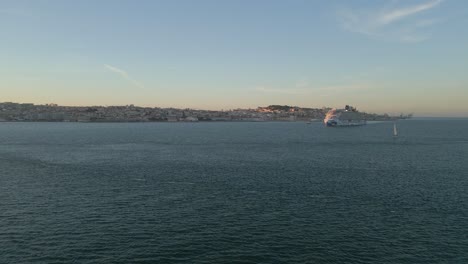 Cruise-disembarking-from-Lisbon-harbour.-Wide-shot.-Aerial-view