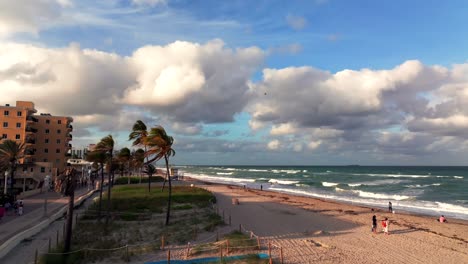 An-aerial-view-of-Hollywood-Beach,-Florida-on-a-sunny-day