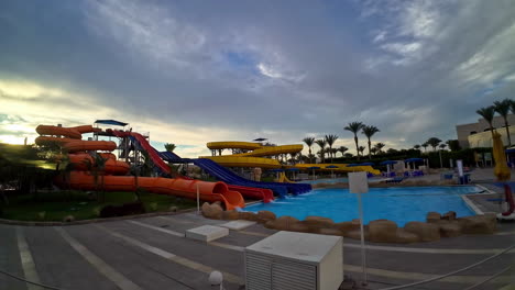 Slinding-shot-of-an-empty-water-park-and-slides-in-Sharm-El-Sheik