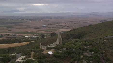 Aerial-shot-of-the-Afrikaans-Language-Monument-in-Paarl-South-Africa
