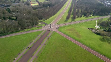 Wide-shot-of-Stormont-Estate,-Belfast-from-above-on-a-sunny-day