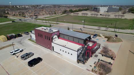 Aerial-footage-of-Angelina's-Don-Louis-Mexican-restaurant-located-in-Hickory-Creek-Texas