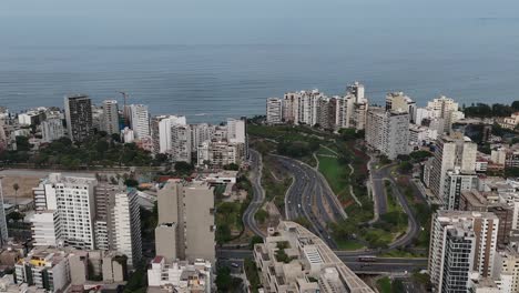Drone-aerial-footage-of-Lima-the-capital-city-of-Peru-in-south-america-Mireflores-barranca