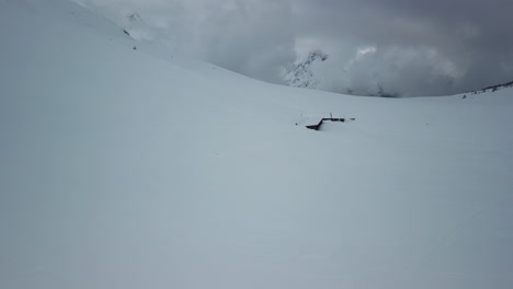 Aerial-drone-shot-of-snow-capped-landscape