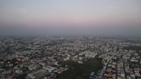 Aerial-video-shot-in-a-gorgeous-evening-showing-Chennai-City