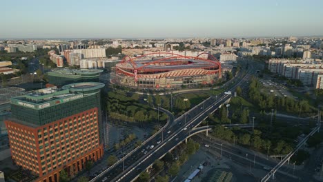 Benfica-Stadium---Estádio-da-Luz---Drone-shot,-Lisbon,-Portugal