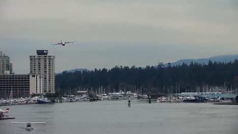 The-famous-Martin-Mars-water-bomber-approaching-for-a-water-drop-in-Vancouver-Harbour