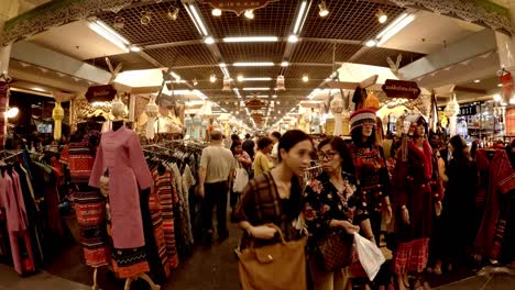 People-shopping-from-the-pop-up-stores-inside-a-mall-in-Thailand,-Bangkok