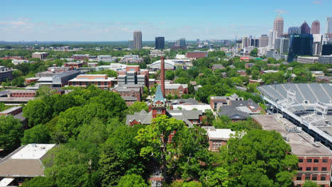 Tech-Tower,-Power-Plant-Chimney-At-Georgia-Institute-of-Technology-Next-To-Bobby-Dodd-Stadium-In-Atlanta,-Georgia,-USA