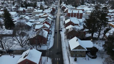 Aerial-flyover-of-a-small-town-American-road