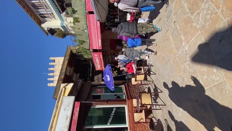 Vertical,-Souk-Alleyways-of-Old-Medina-in-Fez,-Morocco