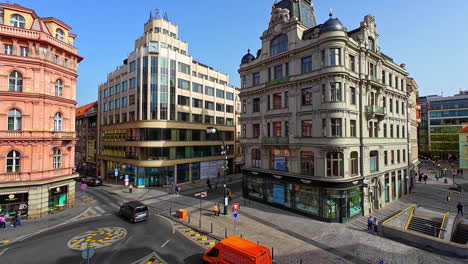 Prague-town-european-city-old-and-new-buildings-Czech-Republic-establish-shot