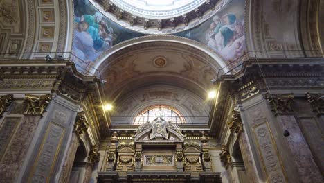 Sacred-art-inside-Basilica-of-San-José-de-Flores-urban-landmark-of-Buenos-Aires-cathlolic-religious,-vitreaux-in-roof-inside-cupular-eclectic-architecture