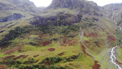 Aerial-View-Of-Scenic-Glencoe-Mountain-Landscape-With-River-Running-Down