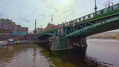 Boat-ride-under-Chekhov-bridge-on-sunny-summer-day