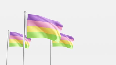 Lesbian-flag-fluttering-on-a-flag-pole-with-white-background,-3D-render