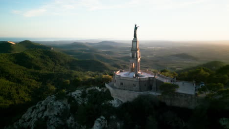 Sant-Salvador-sanctuary-on-hilltop-with-scenic-view,-Mallorca,-Spain