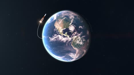 Animiertes-Diagramm,-Das-Die-Flugbahn-Eines-Raketenstarts-In-Die-Umlaufbahn-Des-Planeten-Erde-Veranschaulicht-1