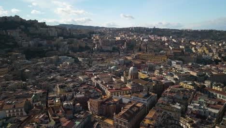 Amazing-Aerial-View-Above-Naples,-Italy-Urban-Cityscape