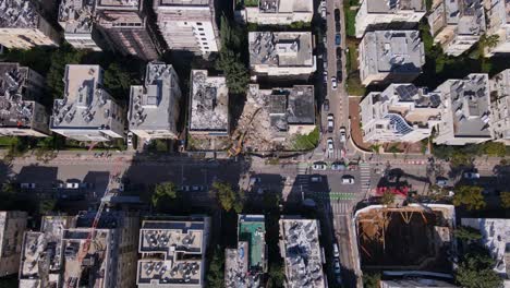 Top-View-Of-Building-Demolition-Site-Along-Road-In-Tel-Aviv-Jaffa,-Israel