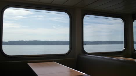 Moving-shot-of-empty-booths-on-the-Whidbey-Island-ferry