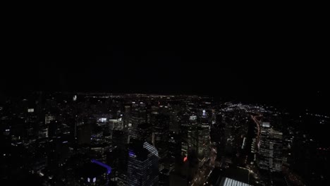 Nocturnal-scene-of-Toronto-City-illuminated-at-night,-Ontario-in-Canada