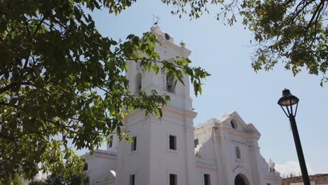 Slow-establishing-shot-of-the-Catedral-Basilica-de-Santa-Marta-in-Colombia