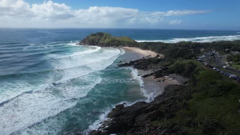 Aerial-View-Over-Norries-Headland-And-Cabarita-Beach-In-NSW,-Australia---Drone-Shot