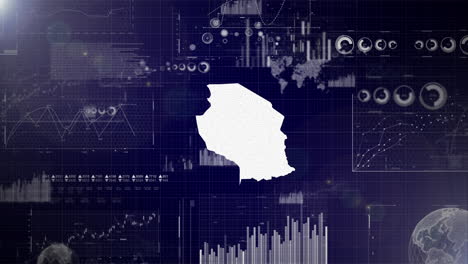 Antecedentes-Corporativos-Del-País-De-Tanzania-Con-Elementos-Abstractos-De-Gráficos-De-Análisis-De-Datos-Que-Muestran-Videos-Tecnológicos-De-Análisis-De-Datos-Con-Globo-Terráqueo,-Crecimiento,-Gráficos-Y-Datos-Estadísticos-Del-País-De-Tanzania