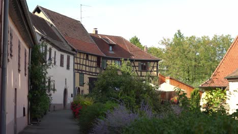 Schöne-Leere-Straße-Im-Dorf-Bergheim-An-Einem-Sonnigen-Abend