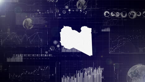 Unternehmenshintergrund-Des-Landes-Libyen-Mit-Abstrakten-Elementen-Von-Datenanalysediagrammen.-Ich-Zeige-Ein-Technologisches-Video-Zur-Datenanalyse-Mit-Globus,-Wachstum,-Grafiken-Und-Statistischen-Daten-Des-Landes-Libyen.