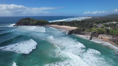 Malerische-Landschaft-Von-Cabarita-Beach-Und-Norries-Headland-In-NSW,-Australien---Luftaufnahme