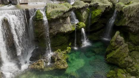 A-slow-downward-panning-cinematic-close-up-shot-of-Traunfall-Austria