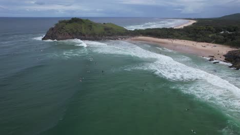 Famous-Surfing-Spot-Of-Cabarita-Beach-In-Northern-Rivers,-New-South-Wales,-Australia