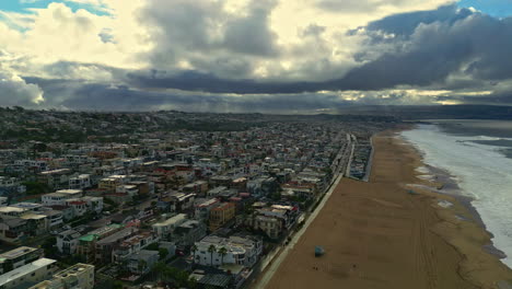 Los-Angeles-and-Manhattan-beach,-aerial-panoramic-view