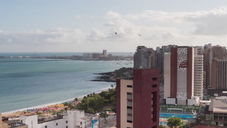 Timelapse-of-the-ocean-to-the-city,-Fortaleza,-Ceara,-Brazil