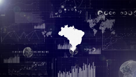 Antecedentes-Corporativos-Del-País-De-Brasil-Con-Elementos-Abstractos-De-Gráficos-De-Análisis-De-Datos-Que-Muestran-Videos-Tecnológicos-De-Análisis-De-Datos-Con-Globo-Terráqueo,-Crecimiento,-Gráficos-Y-Datos-Estadísticos-Del-País-De-Brasil