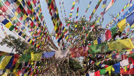 The-entire-sky-is-covered-in-Tibetan-prayer-flags-against-a-blue-sky