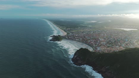 Bird's-eye-view-of-Prainha-and-Praia-Grande,-beaches-of-São-Francisco-do-Sul,-in-Santa-Catarina,-Brazil