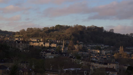 Georgian-City-Of-Bath-In-England-At-Sunset---Wide-Shot
