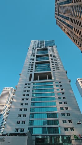 A-view-of-the-high-rise-buildings-of-Jumeirah-Lake-Towers-in-Dubai,-United-Arab-Emirates