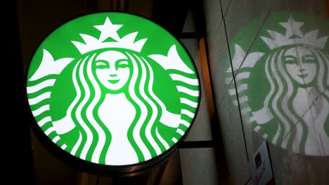 American-multinational-chain-Starbucks-Coffee-logo-seen-during-nighttime