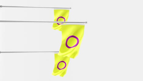 Intersexuelle-Flagge-Weht-Auf-Weißem-Hintergrund,-3D-Rendering-In-Vertikaler-Richtung