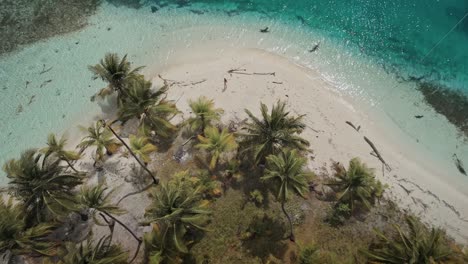 Mujer-Joven-Caminando-Por-Una-Playa-De-Aguas-Cristalinas-En-Una-Isla-Remota-En-El-Archipiélago-De-San-Blas,-Panamá