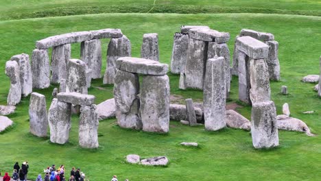 Monumento-Prehistórico-De-Stonehenge-Y-Punto-De-Referencia-De-Inglaterra,-Reino-Unido,-Vista-Aérea-De-Drones