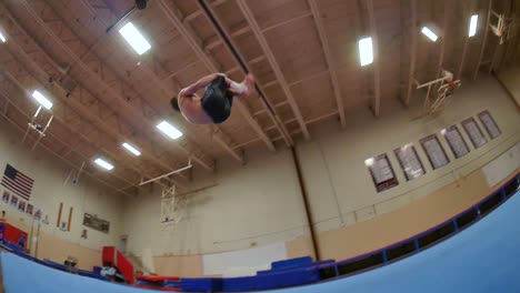 Fisheye-angle-of-a-gymnastics-trick-on-the-floor